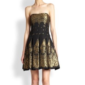Aidan Mattox Black Gold Cocktail Dress Patty Sz 12